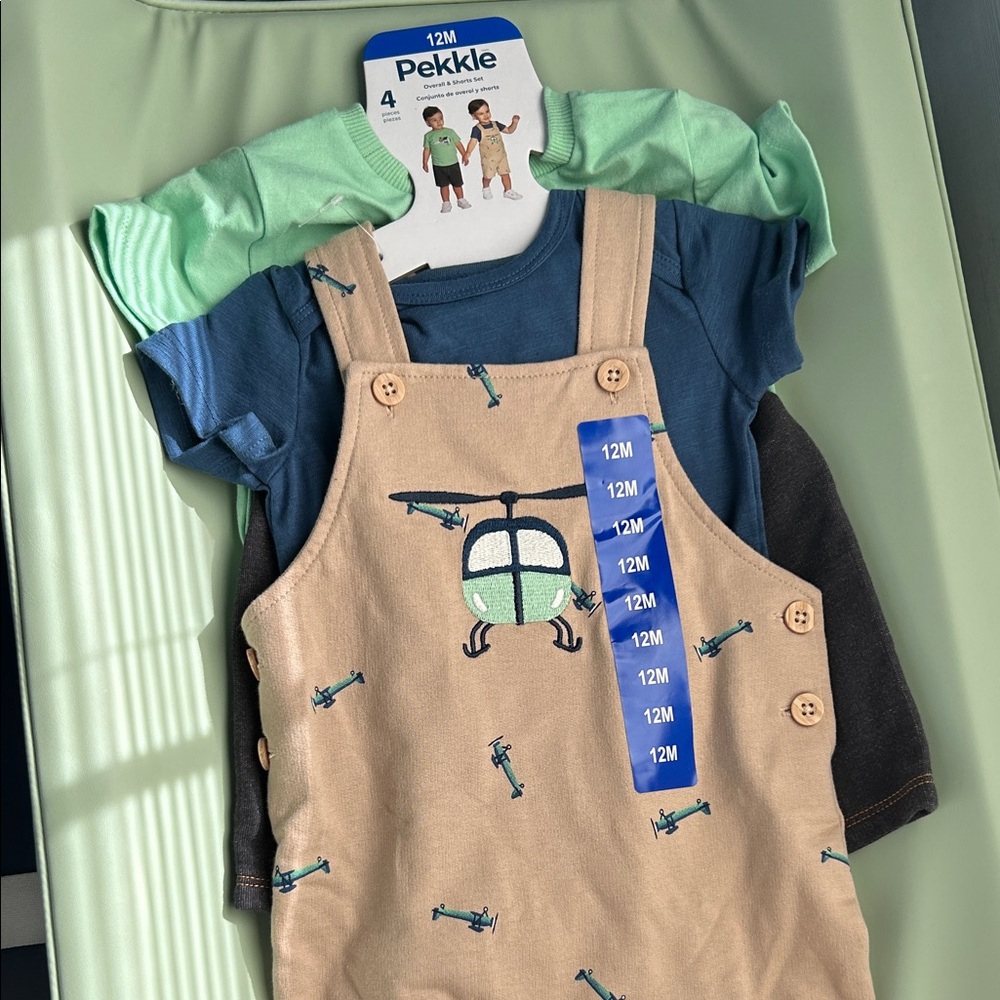 NWT Tan and Green Helicopter Overalls Set